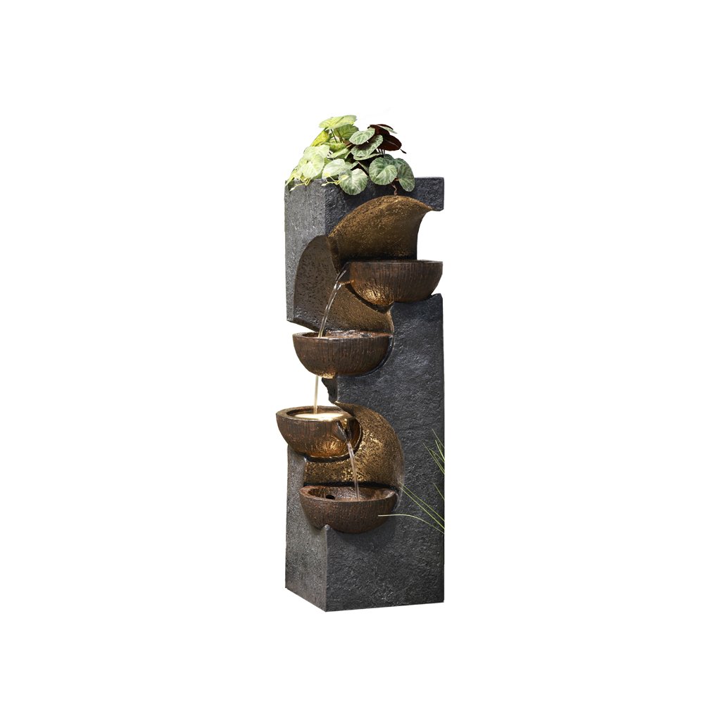 36" H Stacking Bowls Fountain with 4 Warm White LED Lights. Picture 2