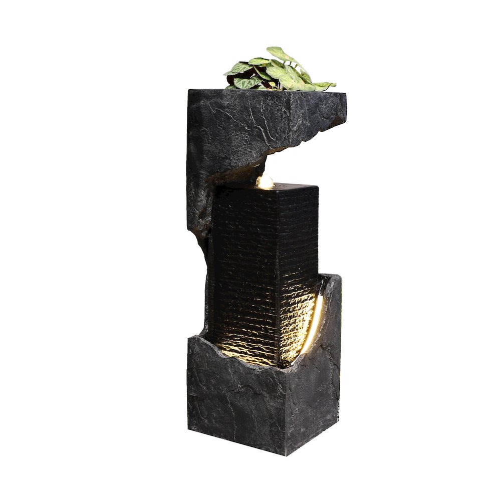 35" H Outdoor Waterfall Fountain with Warm White LEDS. Picture 2