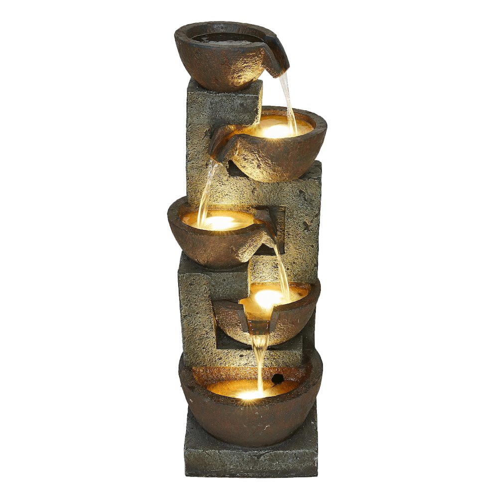 32" H Stacking Bowls Fountain W/4 Ww LEDs. Picture 2