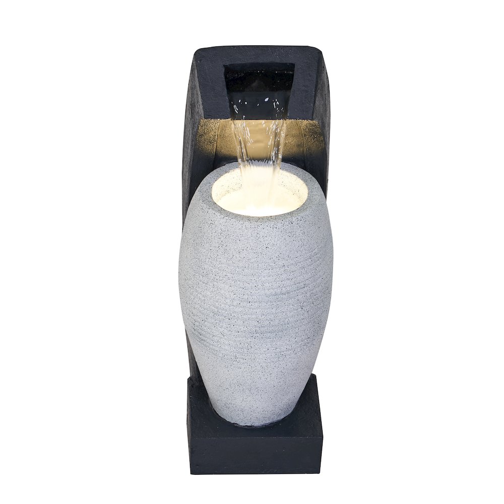 24" H Contemporary Vase Water Fountain with Warm White LED. Picture 1