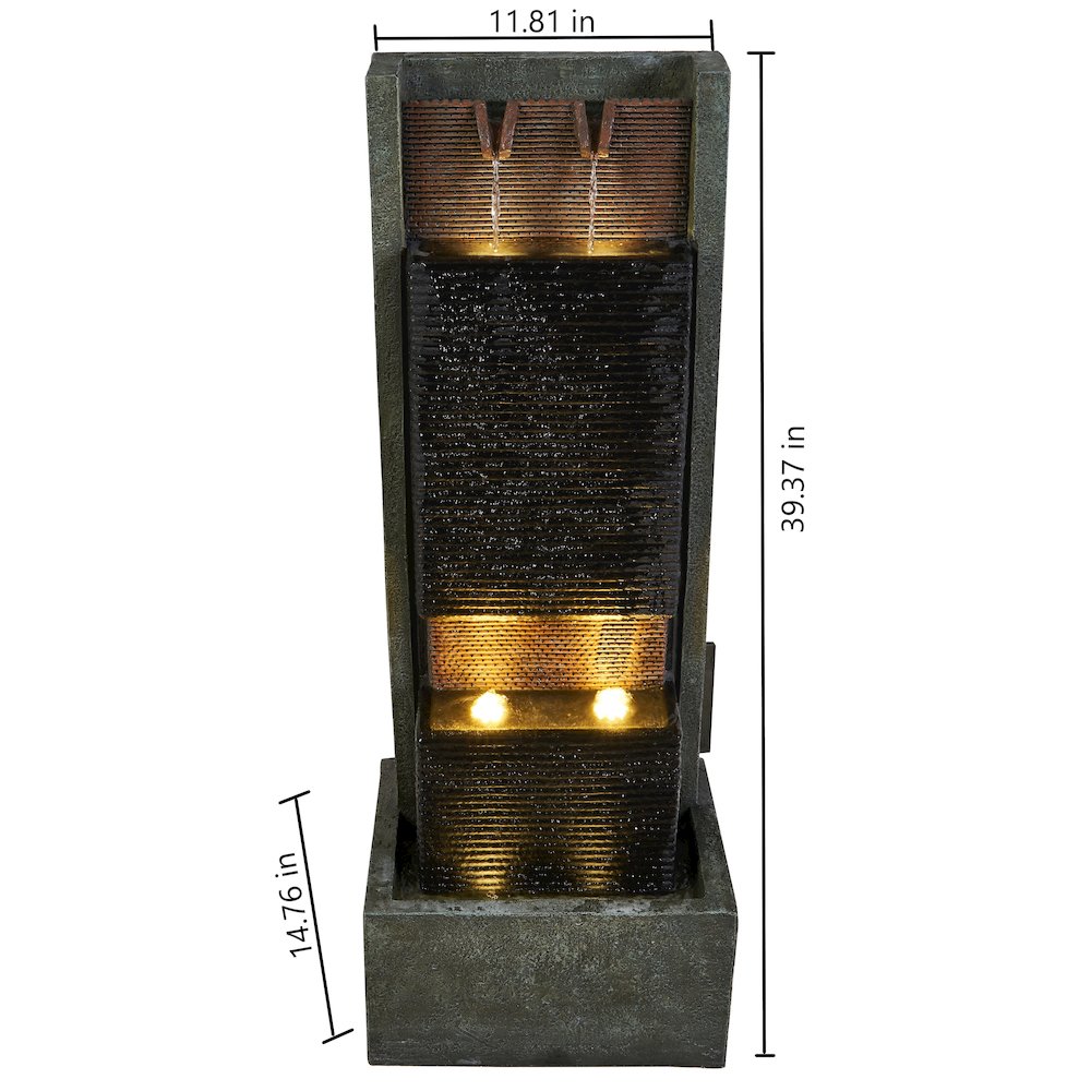 40" H Rectangular Freestanding Fountain with 6 Warm White LEDS. Picture 1