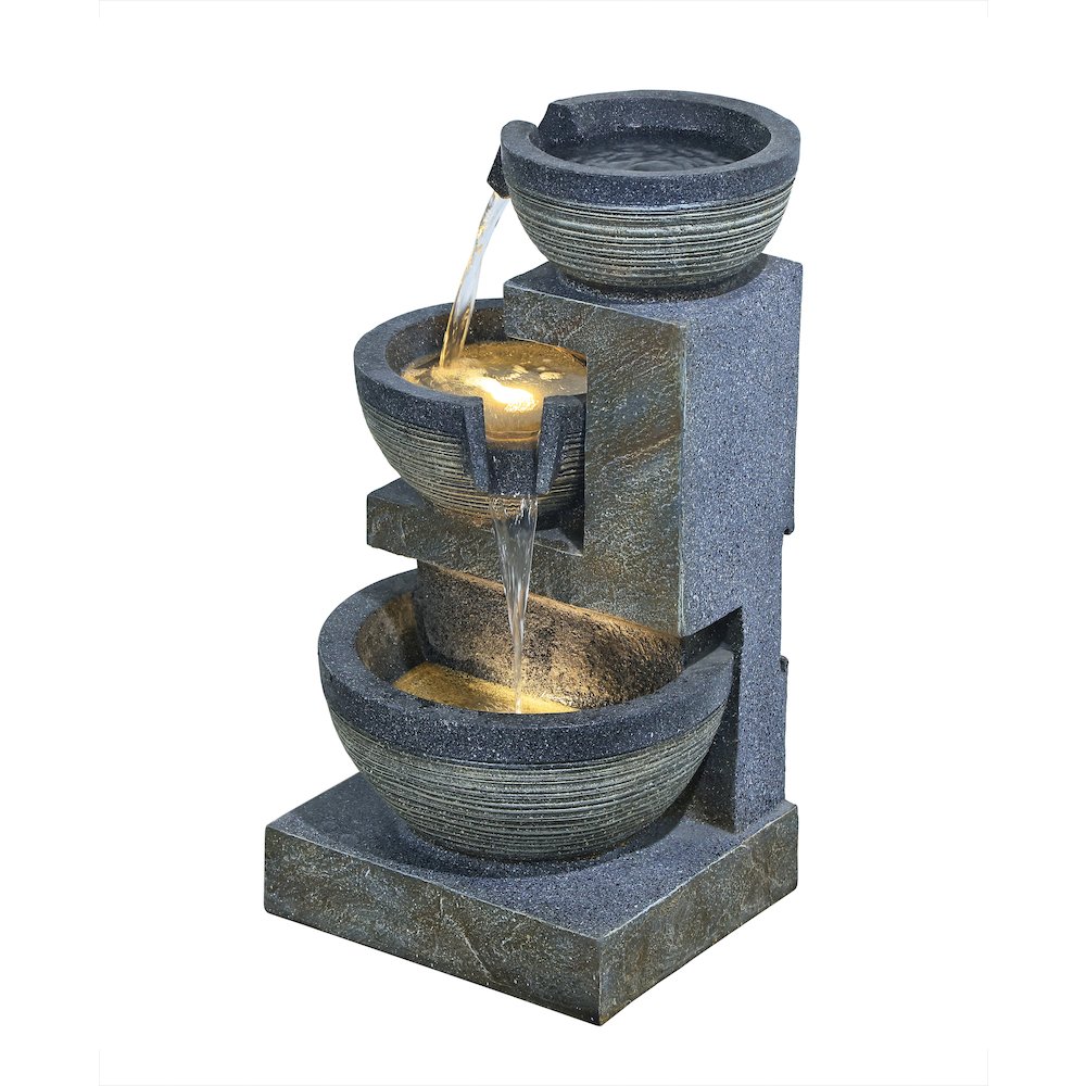 Enchanting Outdoor Fountain with 12 Warm White LED Lights - Gray. Picture 4
