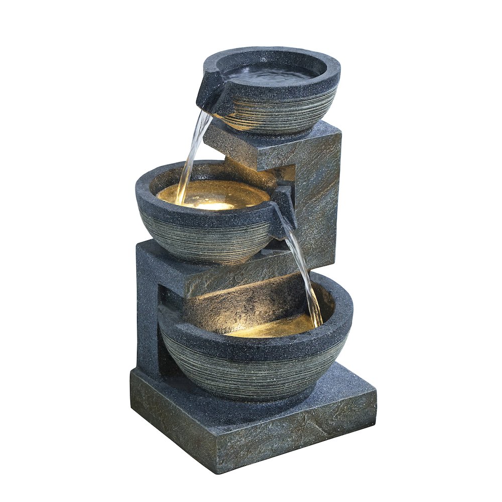Enchanting Outdoor Fountain with 12 Warm White LED Lights - Gray. Picture 5
