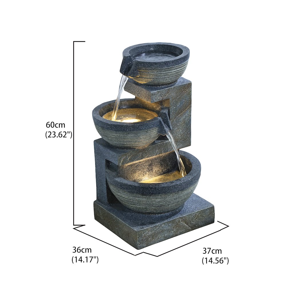 Enchanting Outdoor Fountain with 12 Warm White LED Lights - Gray. Picture 3