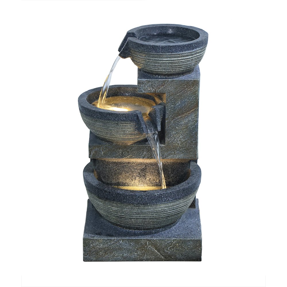 Enchanting Outdoor Fountain with 12 Warm White LED Lights - Gray. Picture 1