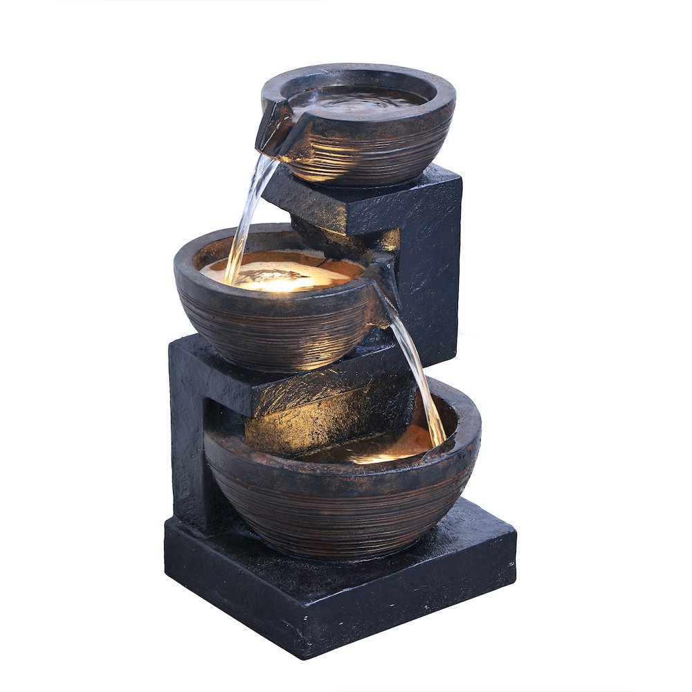 Enchanting Outdoor Fountain with 12 Warm White LED Lights - Black. Picture 5