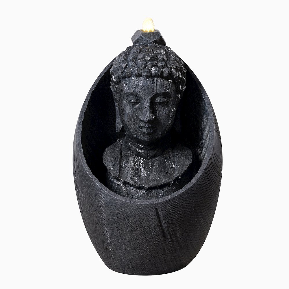 22" H Buddha Head Water Fountain LEDs. Picture 1