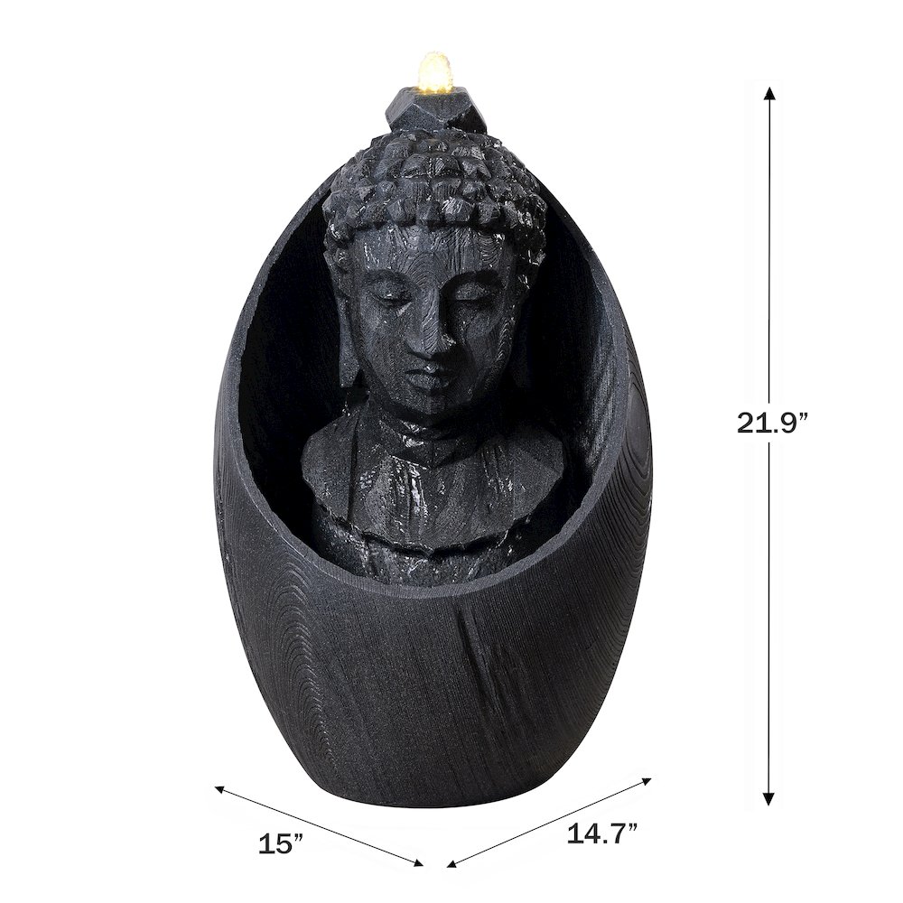 22" H Buddha Head Water Fountain LEDs. Picture 3