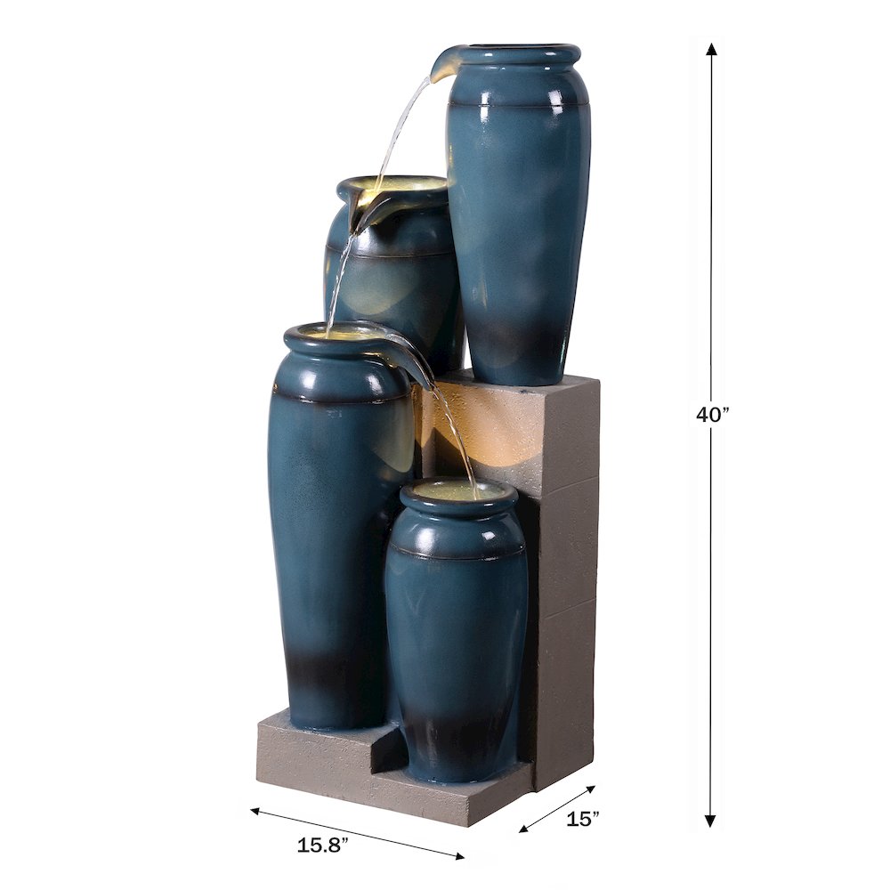 39" H Multi-Tiered Lighted Jug Water Fountain Indoor/Outdoor Use. Picture 3
