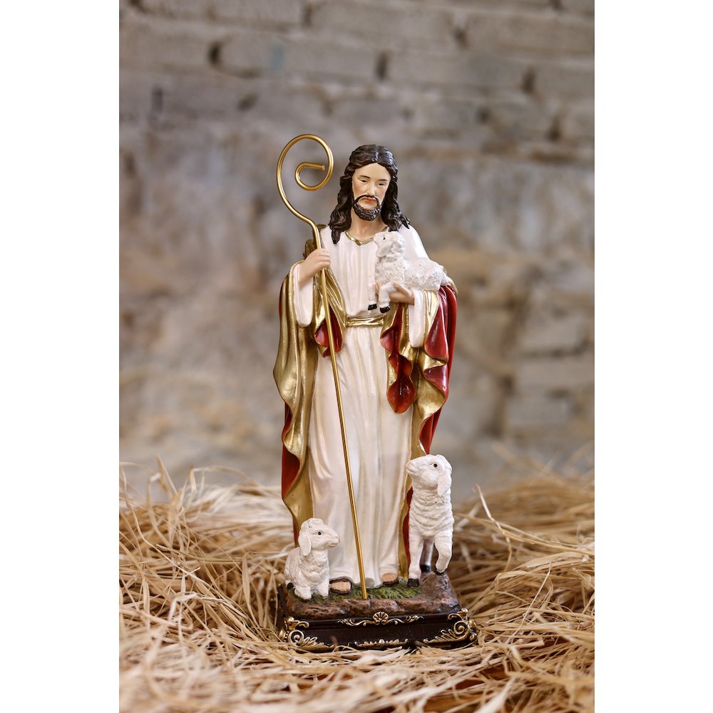 12in Good Shepherd Figure Statue Religious Decor. Picture 2