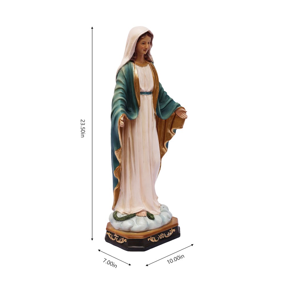 24in Virgin Mary Figure Statue Religious Decor Indoor/Outdoor. Picture 3