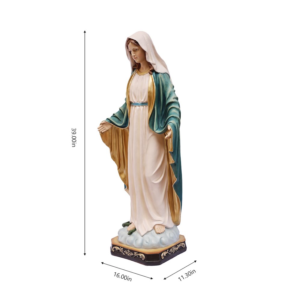 39in Virgin Mary Figure Statue Religious Decor Indoor/Outdoor. Picture 3