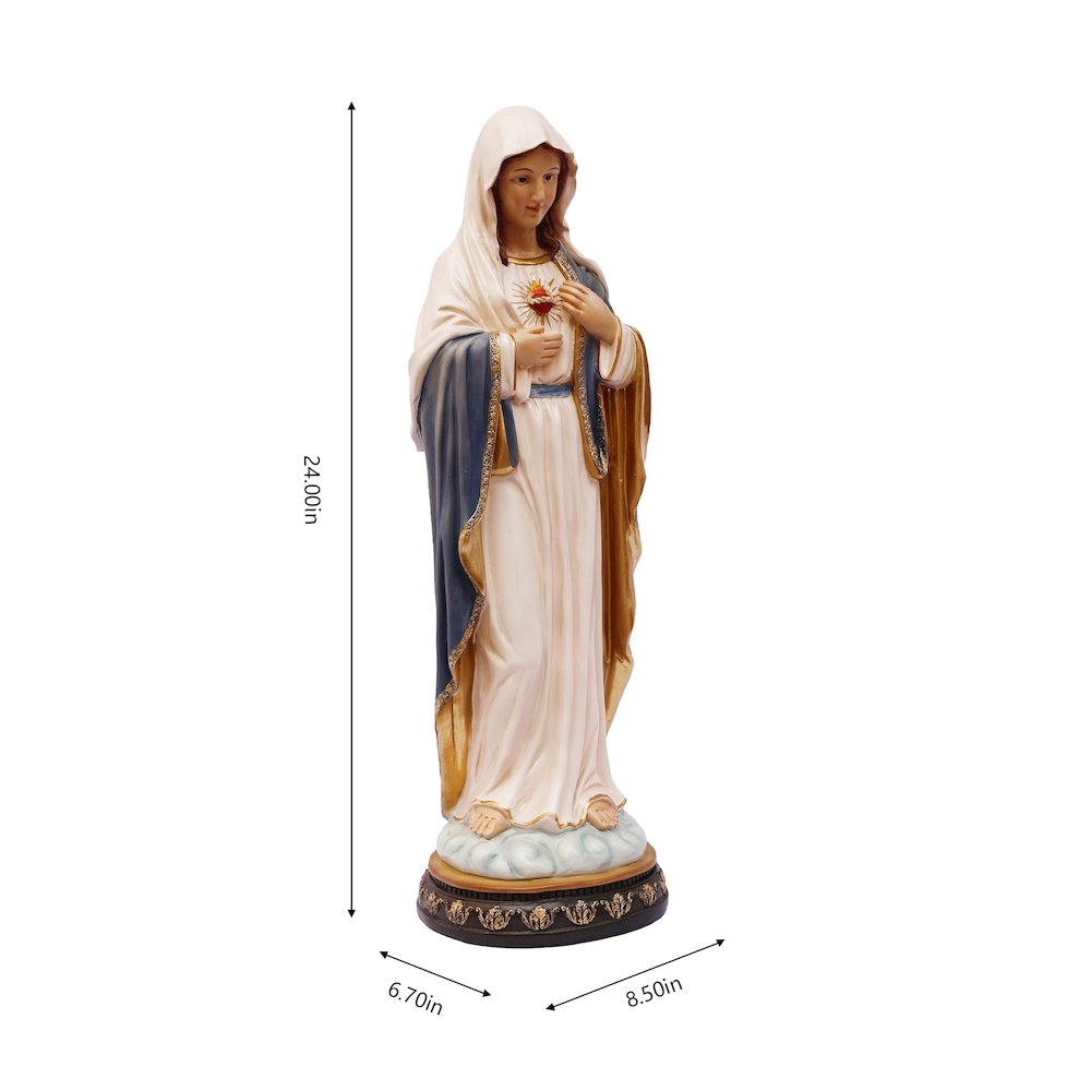 24 in Sacred Heart Mary Statue Religious Decor Indoor/Outdoor. Picture 3