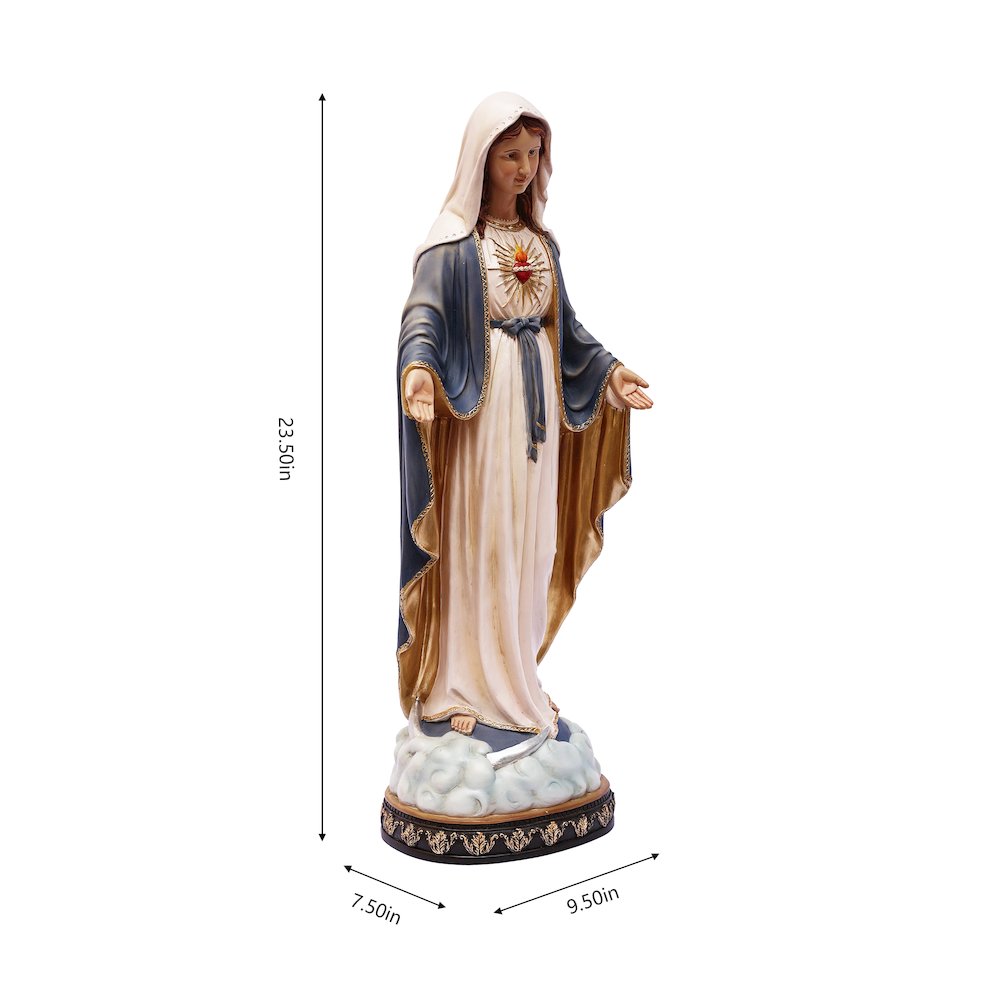 24 in Sacred Heart Mary Statue Open Hands Religious Decor Indoor/Outdoor. Picture 3