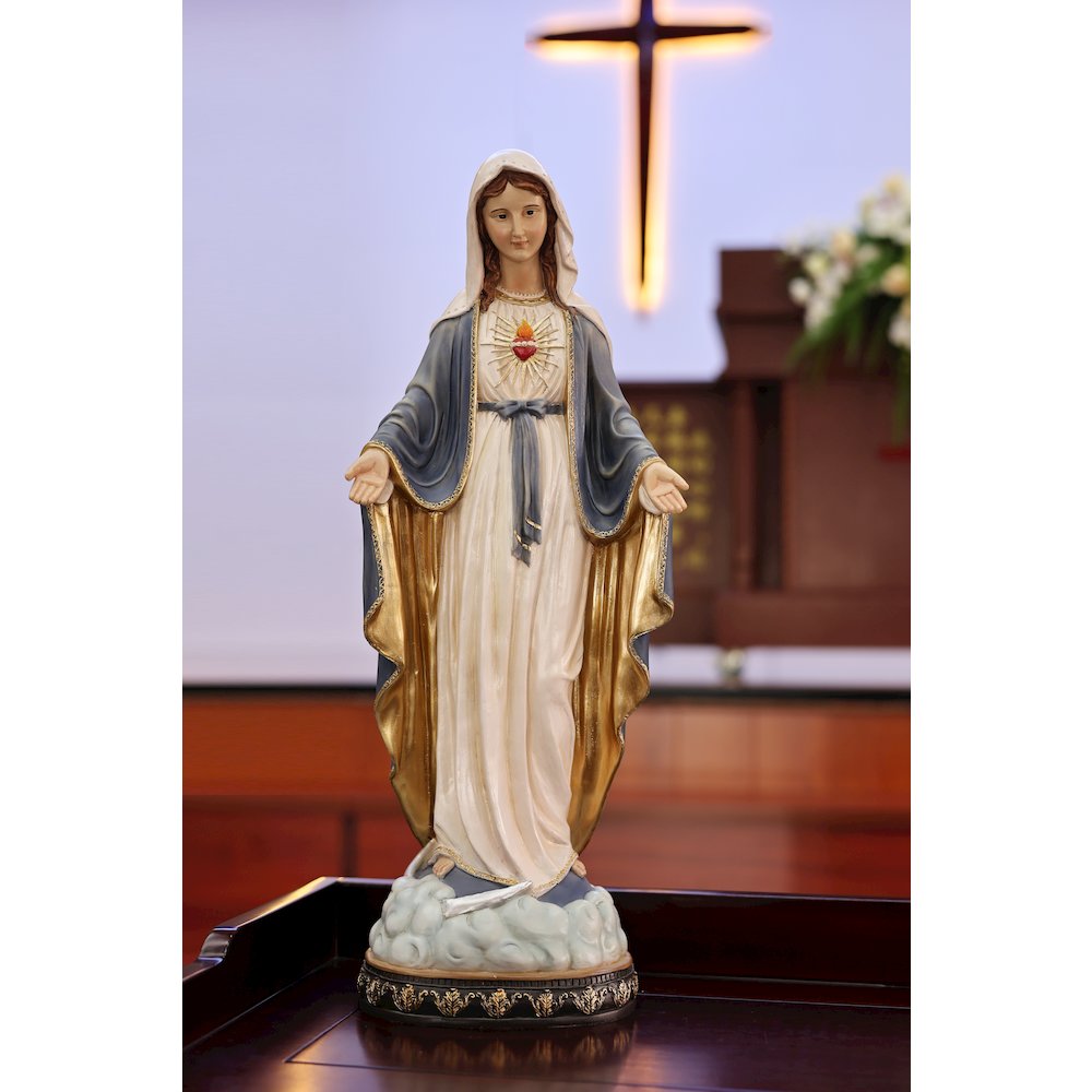 24 in Sacred Heart Mary Statue Open Hands Religious Decor Indoor/Outdoor. Picture 2