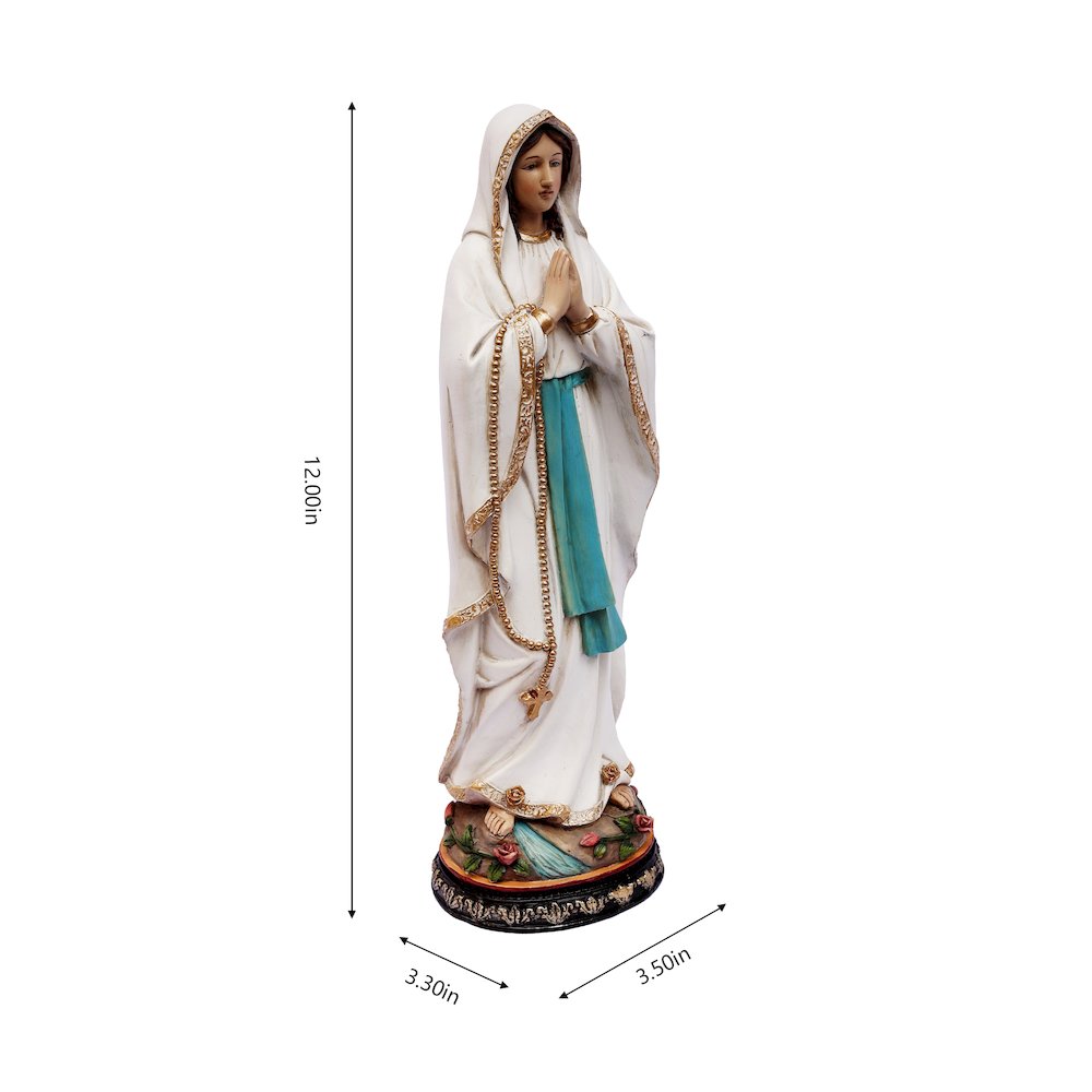 12" Our Lady of Lourdes Statue Mary Figure Religious Decor. Picture 3