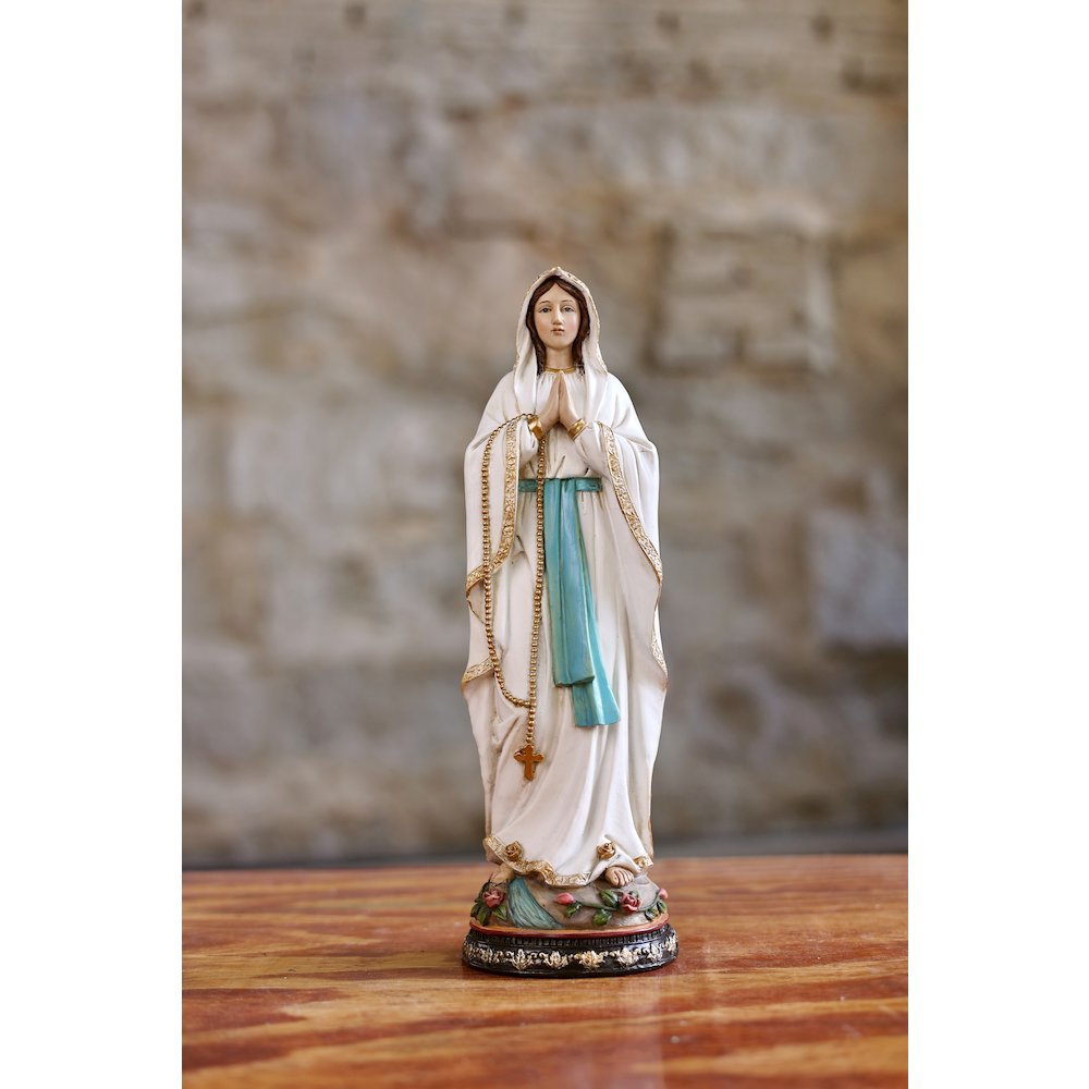 12" Our Lady of Lourdes Statue Mary Figure Religious Decor. Picture 2