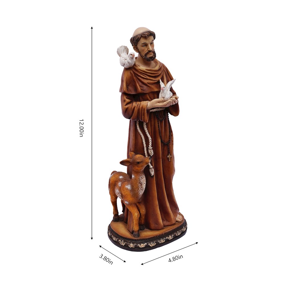 12in St. Francis of Assis Statue Religious Decor. Picture 3