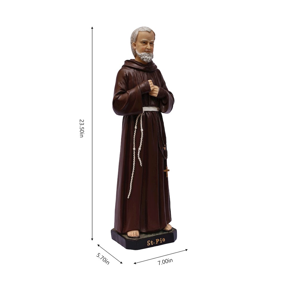 24 in St. Padre Pio Figure Statue Religious Decor Indoor/Outdoor. Picture 3