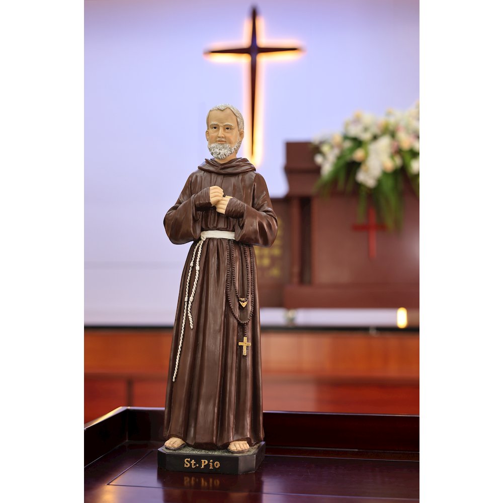 24 in St. Padre Pio Figure Statue Religious Decor Indoor/Outdoor. Picture 2