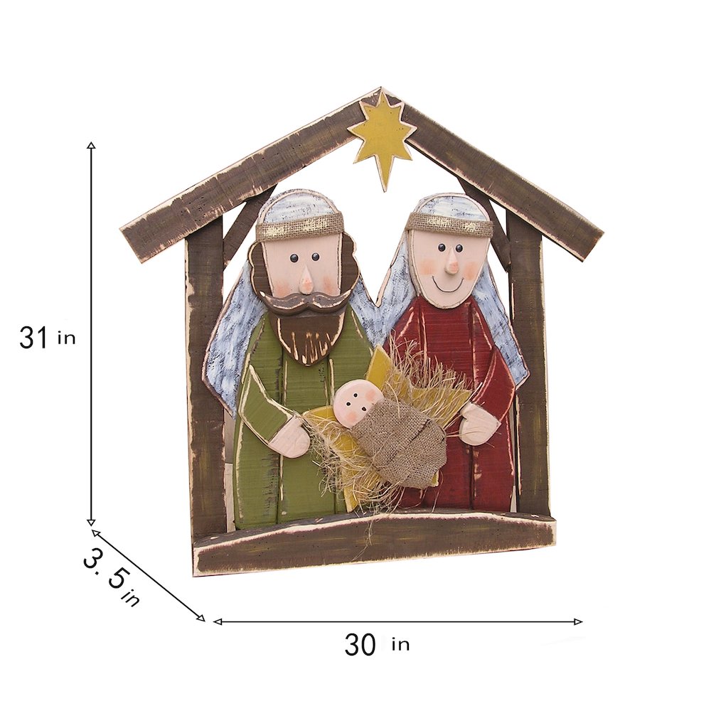 30in Wooden Nativity Christmas Decor Indoor Outdoor Use. Picture 3