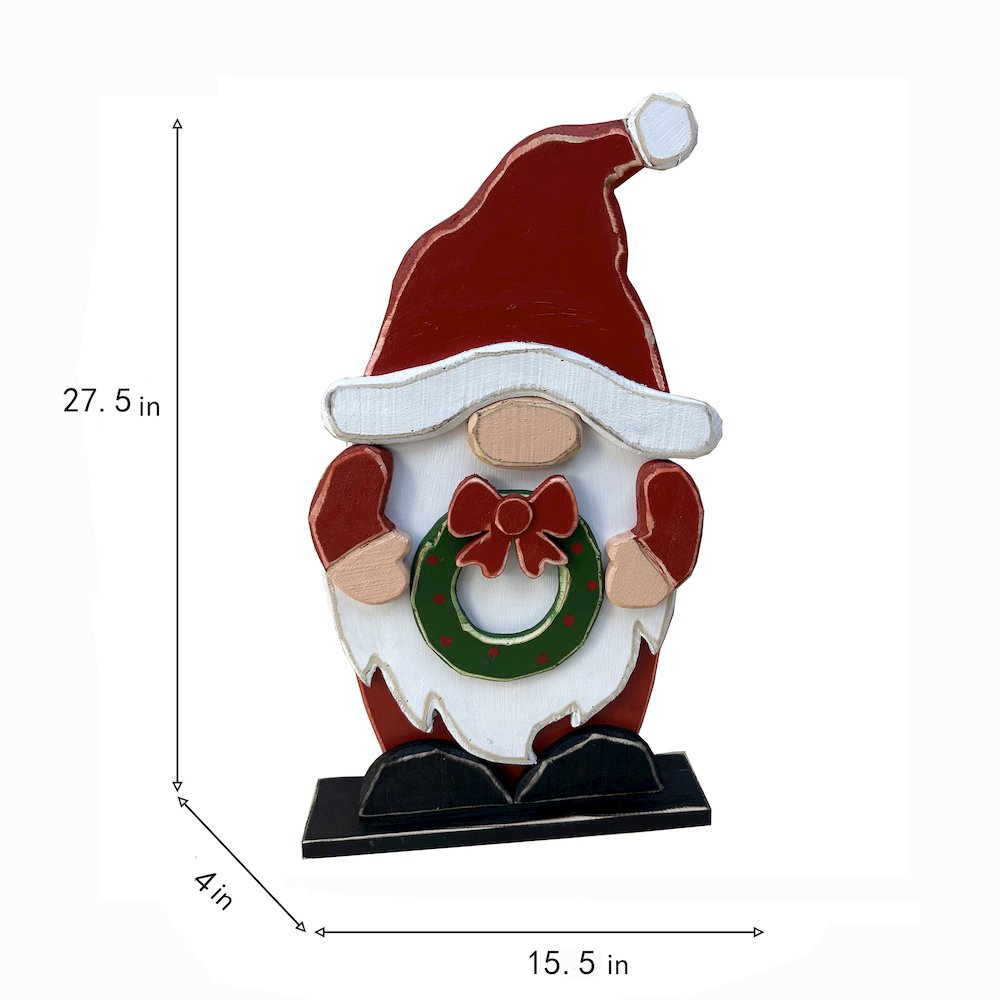 Medium Wooden Gnome Christmas Decor Indoor Outdoor Use. Picture 3