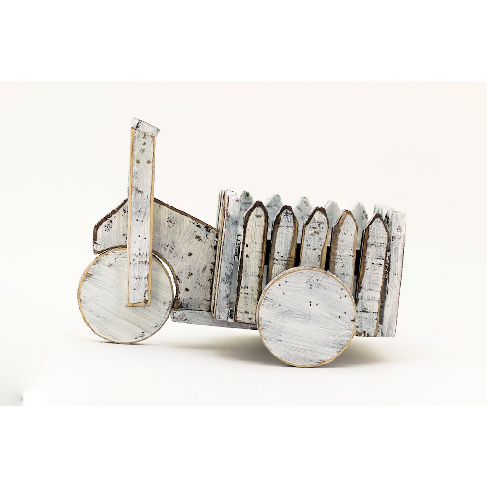 Wooden White Cart Planter. Picture 4