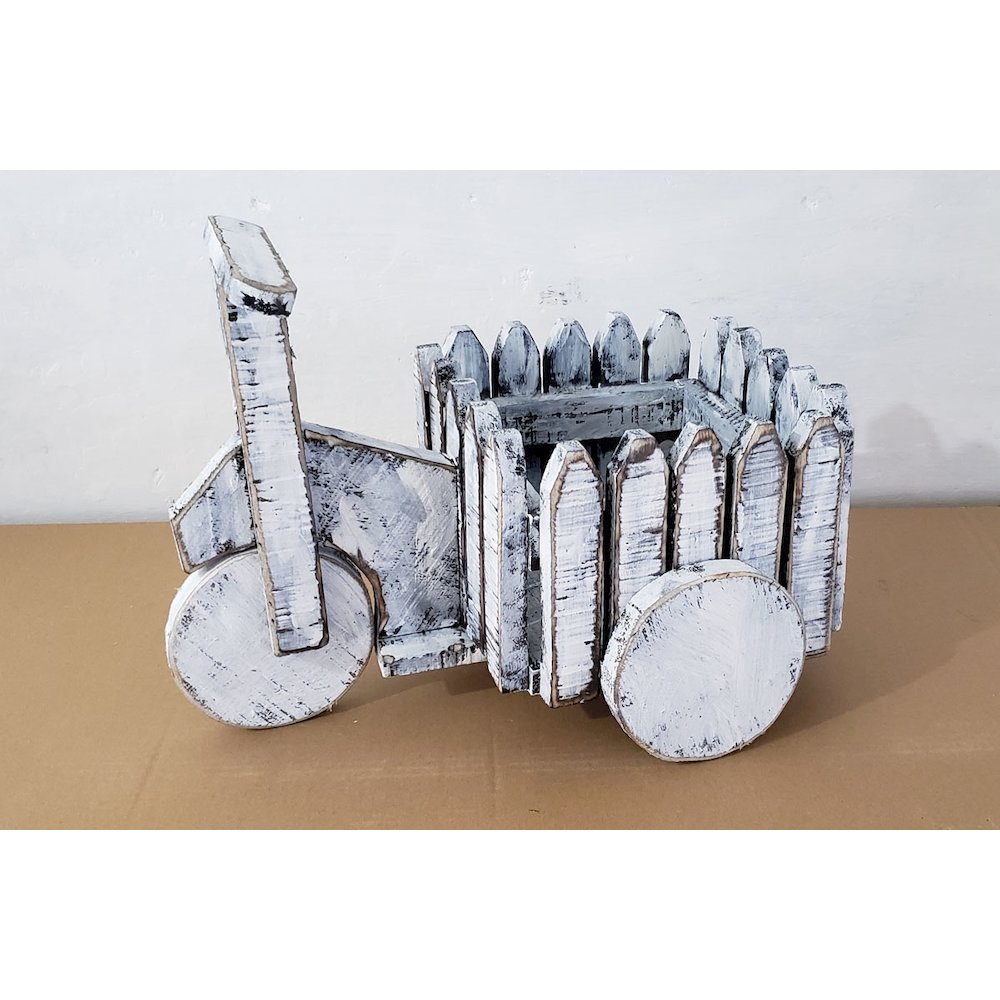 Wooden White Cart Planter. Picture 6