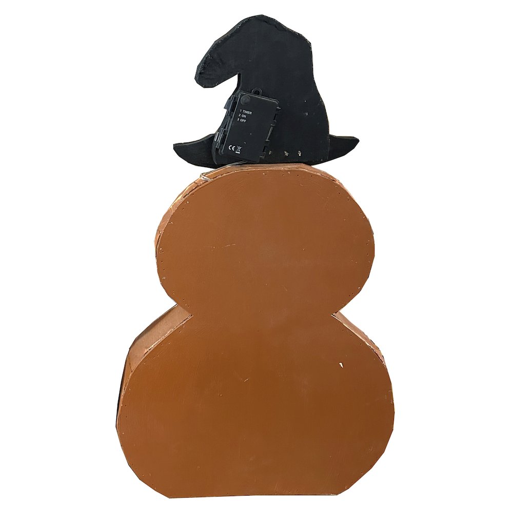 25in Wooden Lighted Jack O Lantern Hat Timer Battery Operated Halloween Decor. Picture 5