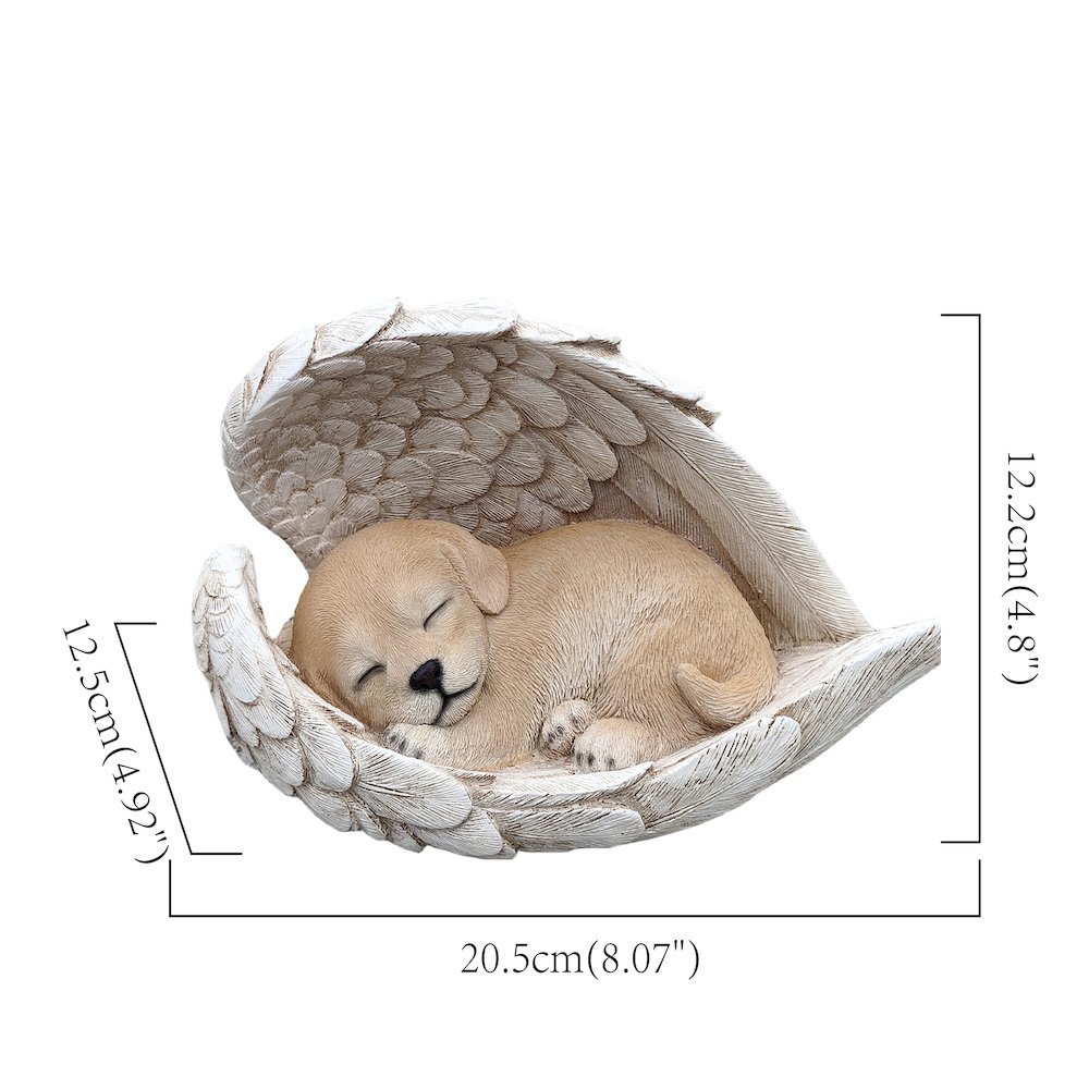 Sunny Serenity: Radiant Yellow Polyresin Angel Dog Figurine. Picture 3