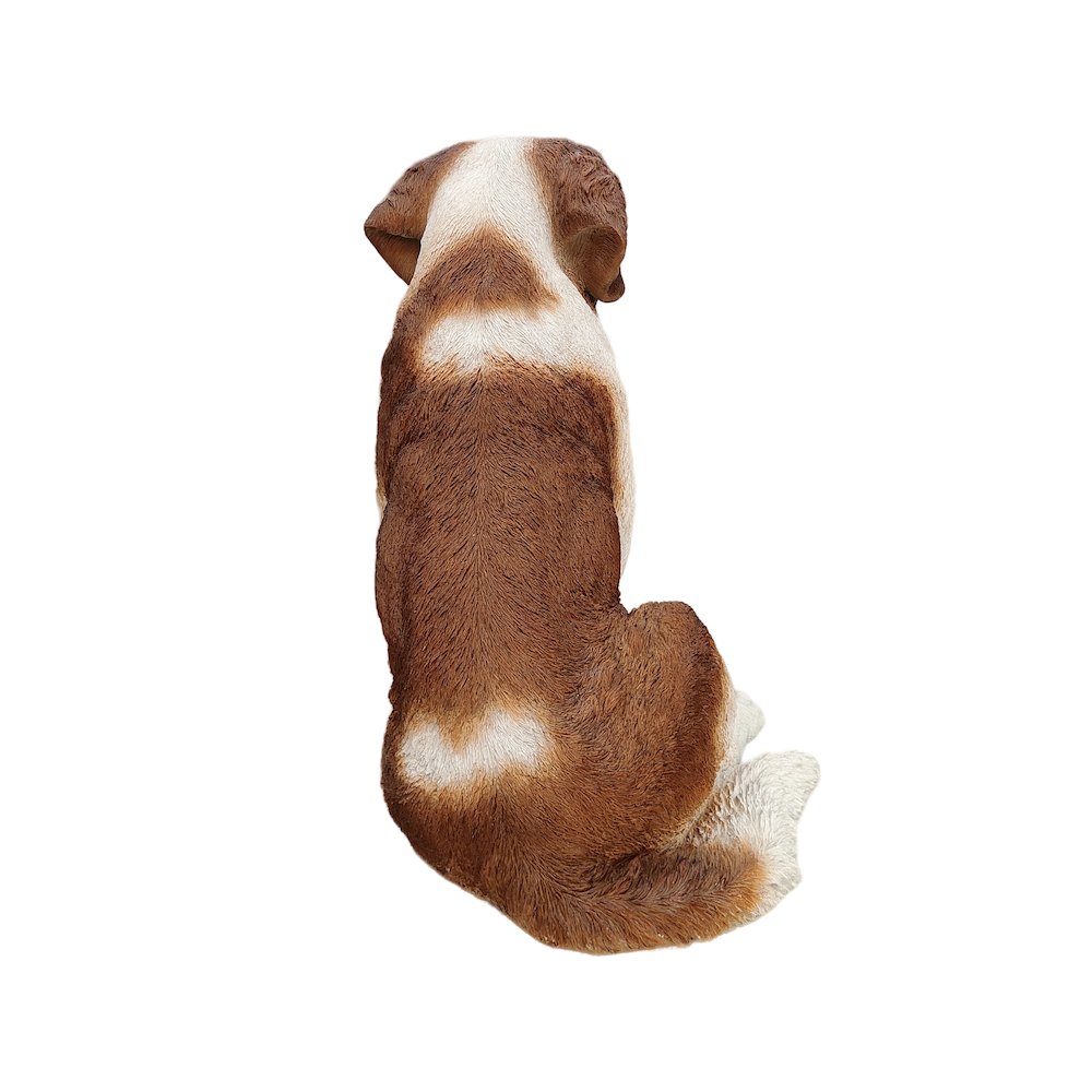 Alpine Guardian: Saint Bernard Polyresin Figurine in White and Brown. Picture 5