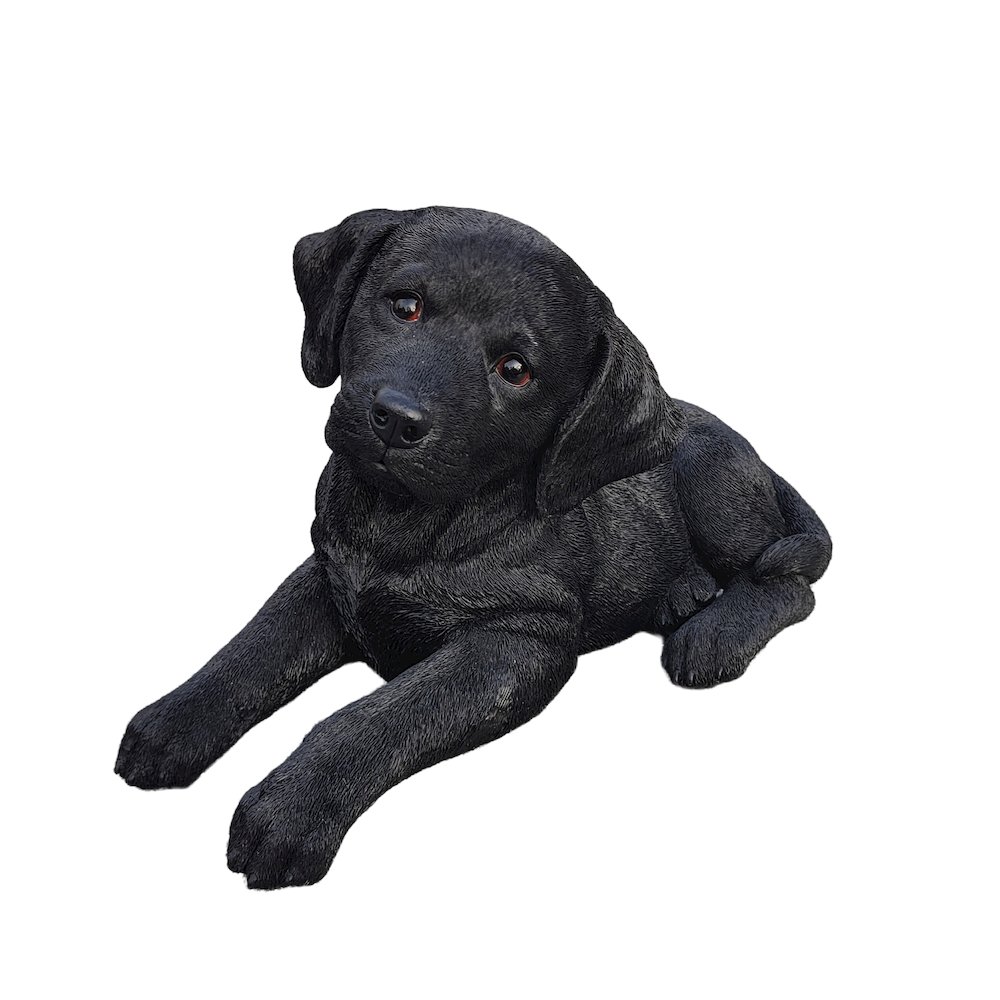 Midnight Reverie: Sleek Black Polyresin Lying Labrador Figurine. Picture 1