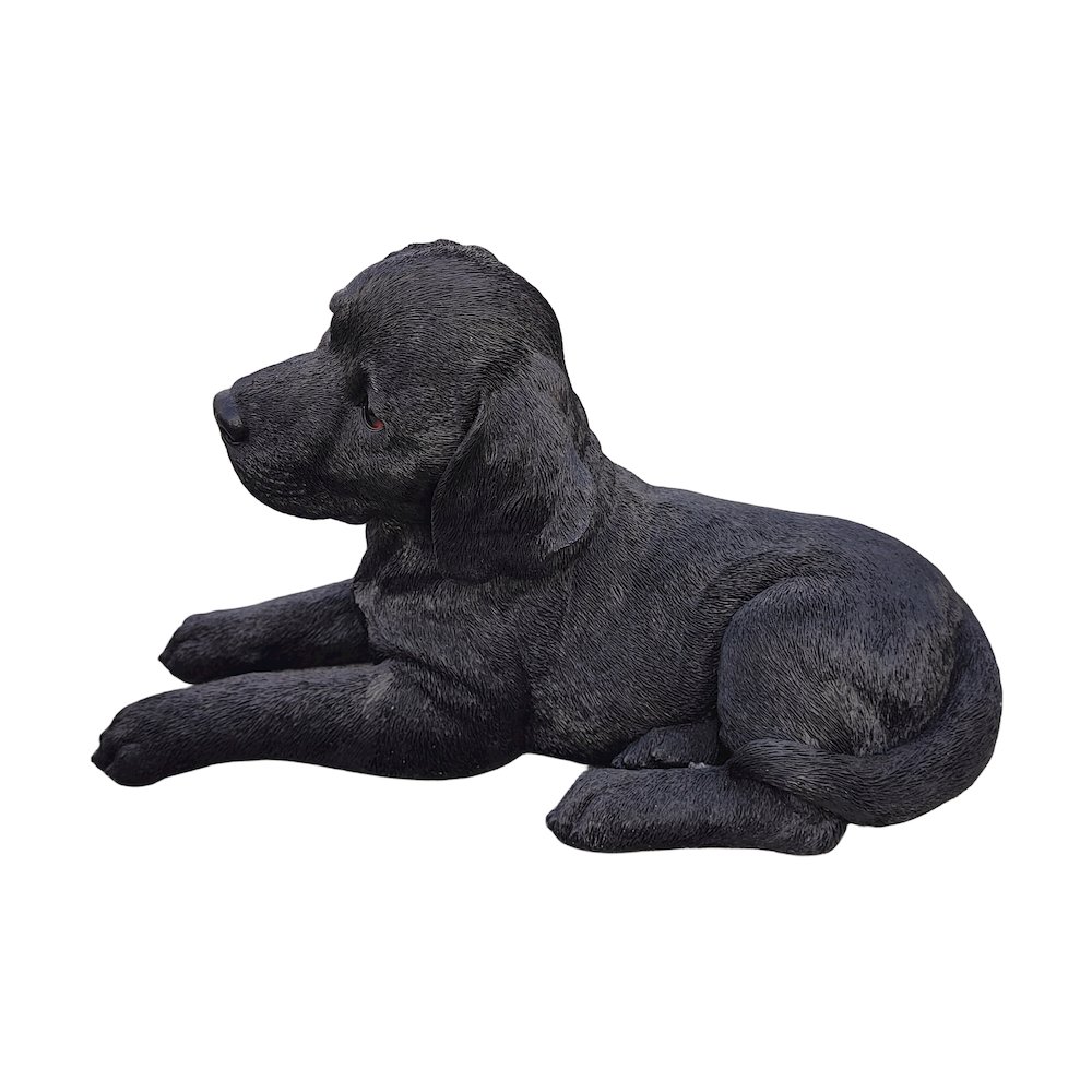 Midnight Reverie: Sleek Black Polyresin Lying Labrador Figurine. Picture 4