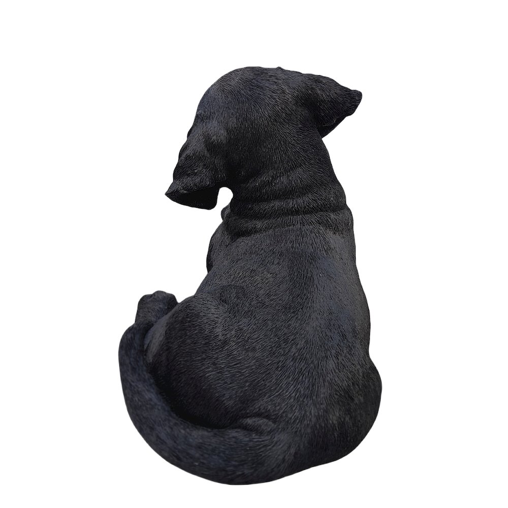 Midnight Reverie: Sleek Black Polyresin Lying Labrador Figurine. Picture 5