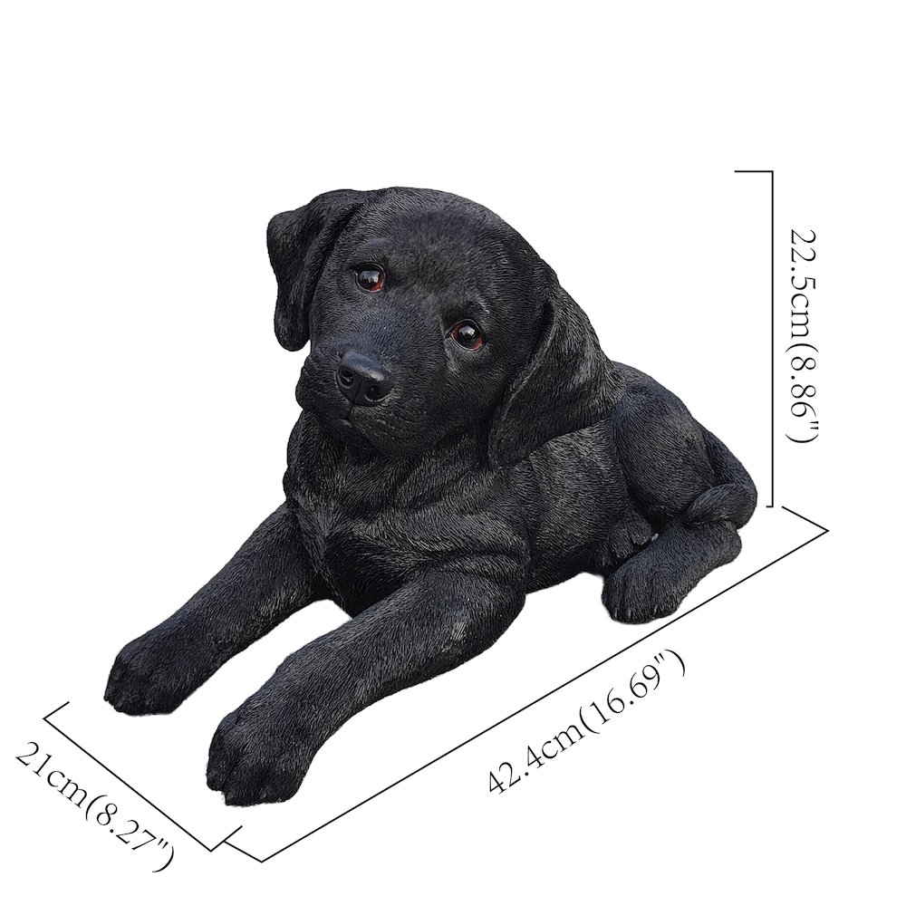 Midnight Reverie: Sleek Black Polyresin Lying Labrador Figurine. Picture 3