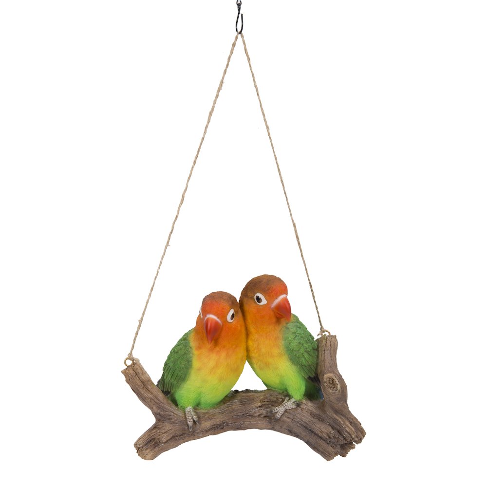 Hanging Parrots (Lovebirds) On A Branch. Picture 2