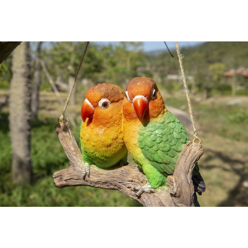 Hanging Parrots (Lovebirds) On A Branch. Picture 5