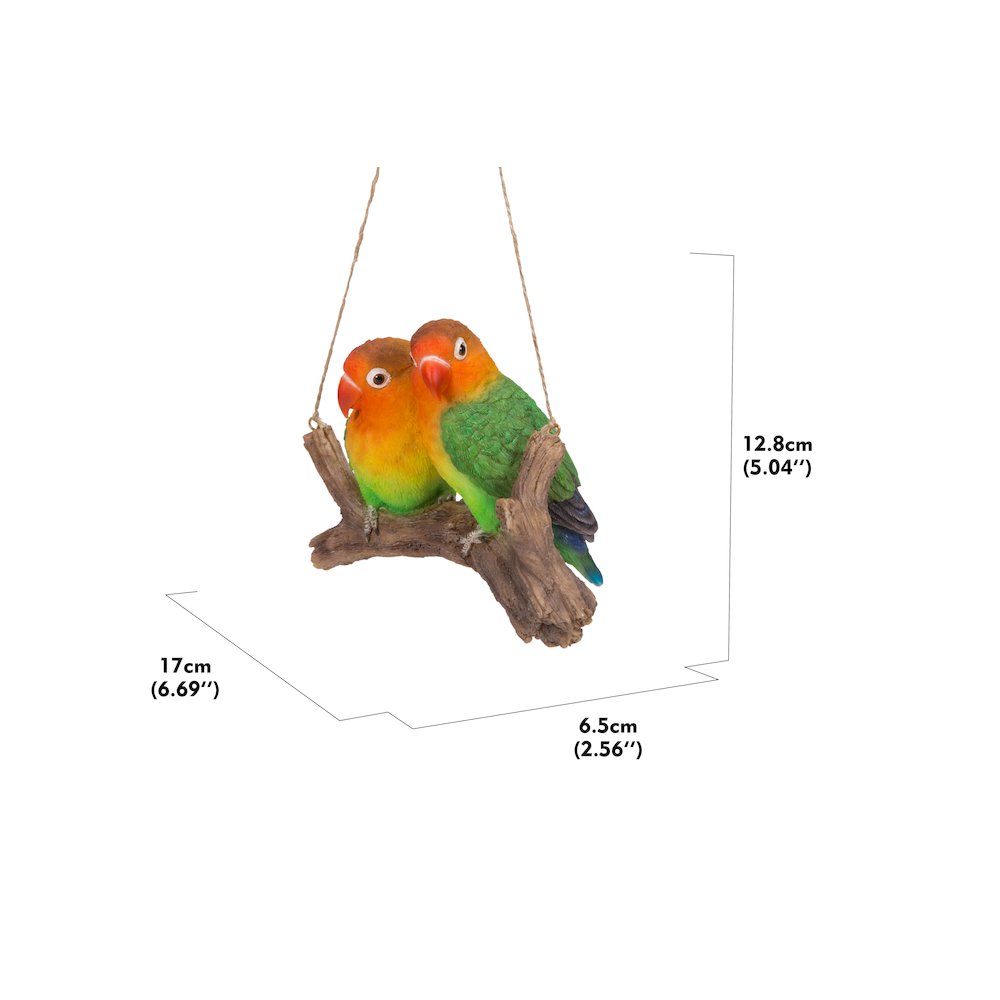 Hanging Parrots (Lovebirds) On A Branch. Picture 1