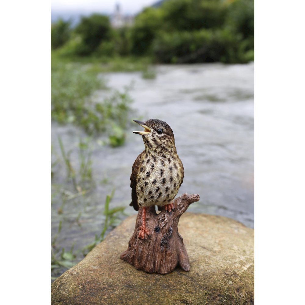 Songbird Standing On Stump W/Sound Motion Sensor. Picture 2
