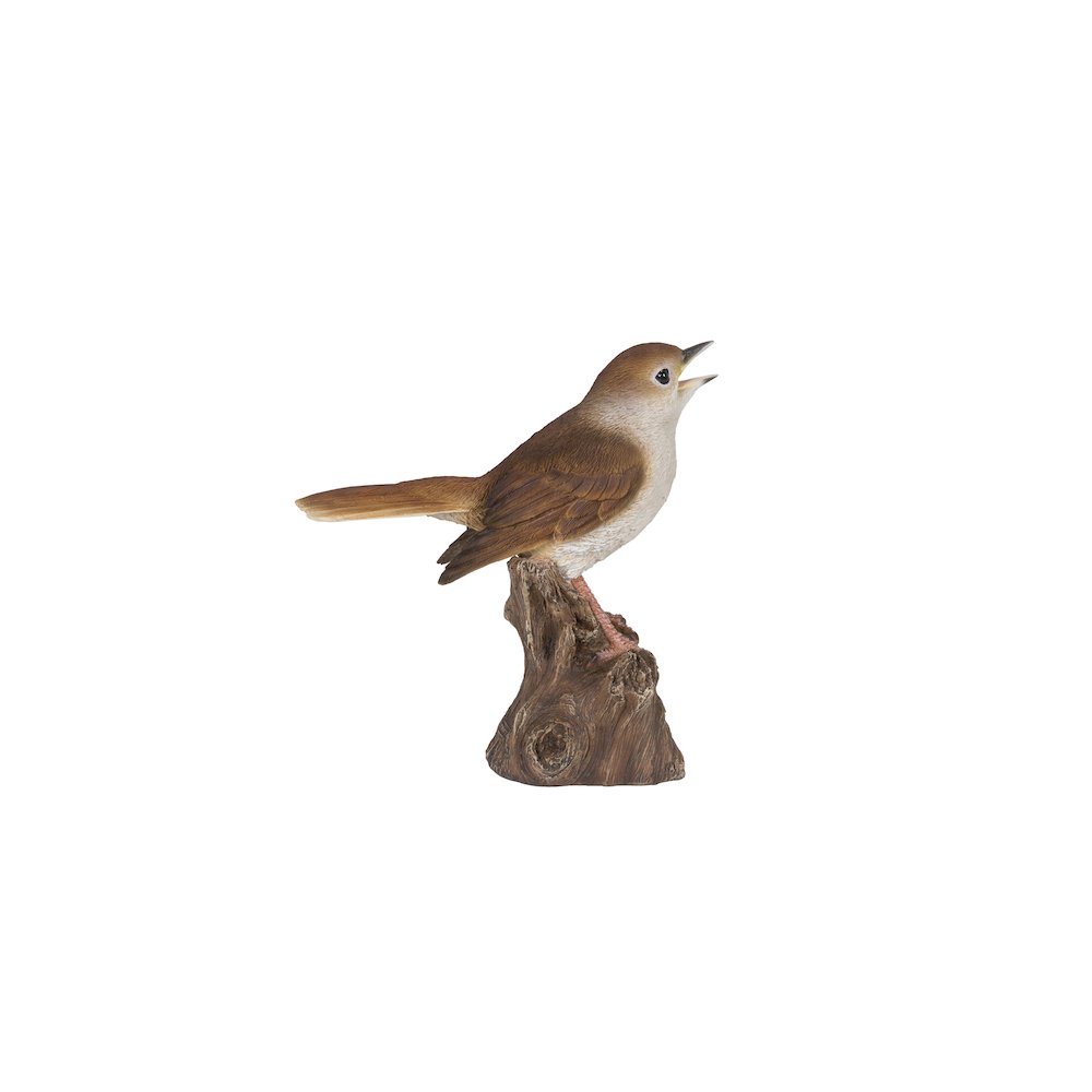 Motion Activated Singing Nightingale Standing On Stump. Picture 1