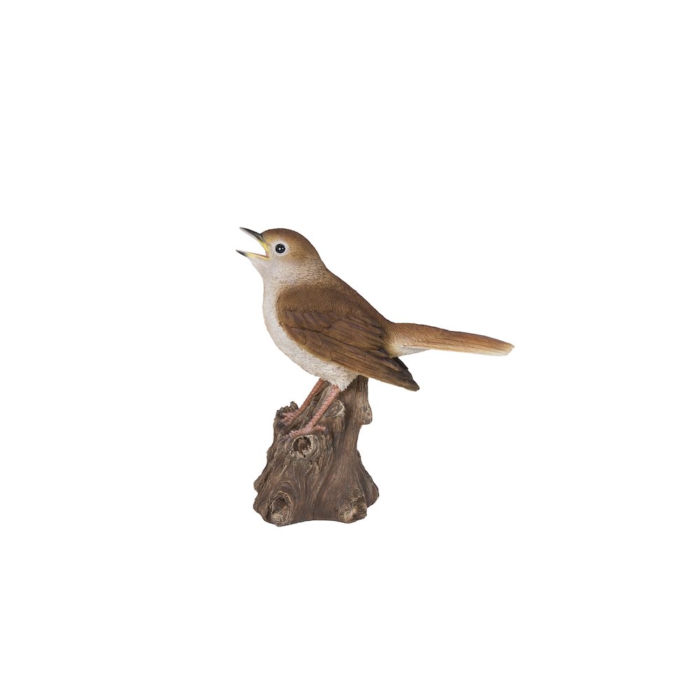 Motion Activated Singing Nightingale Standing On Stump. Picture 6