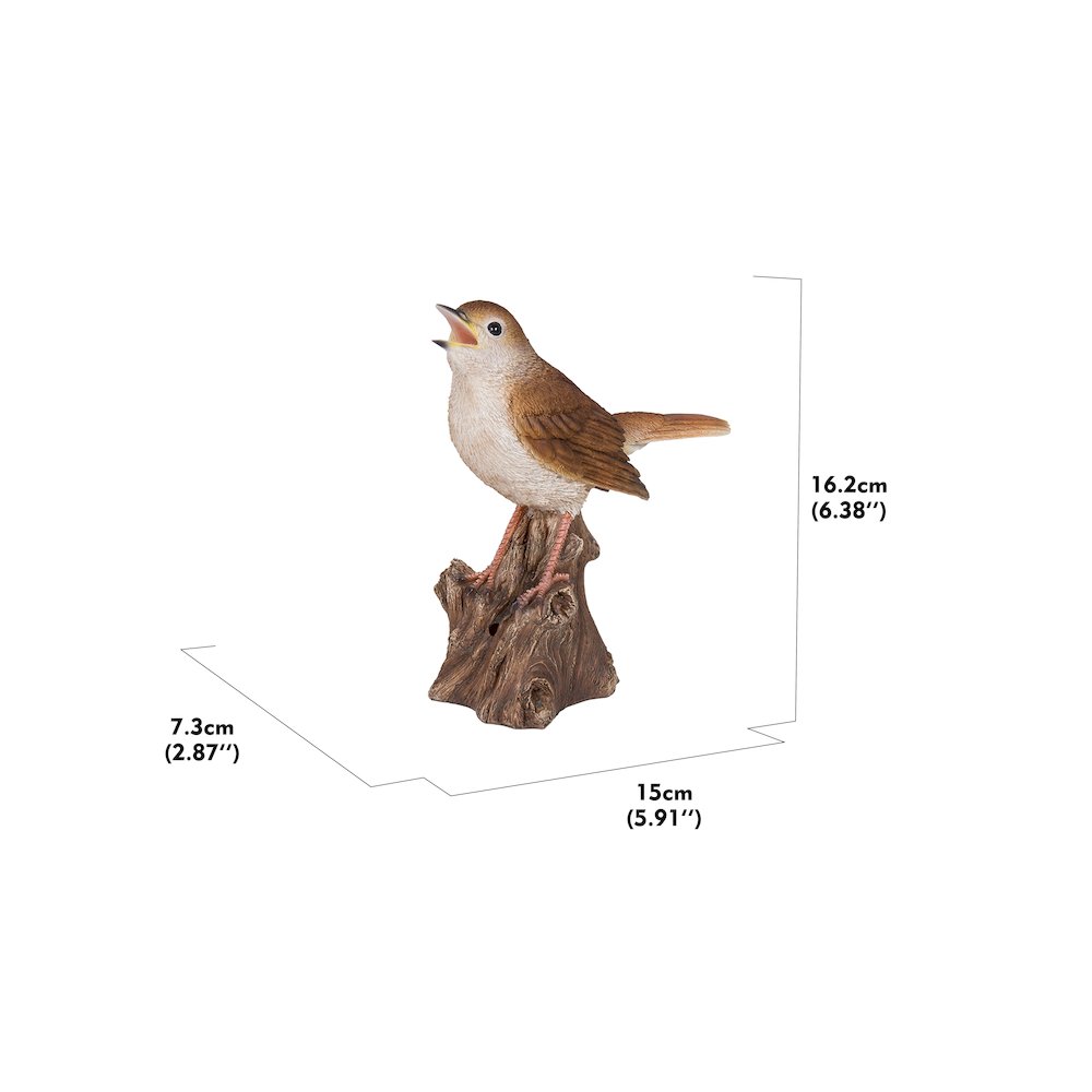 Motion Activated Singing Nightingale Standing On Stump. Picture 3