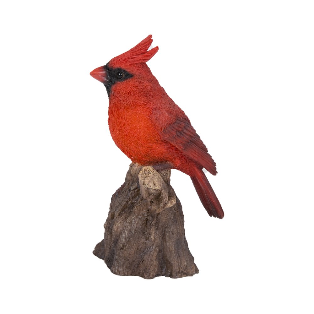 Motion Activated Singing Cardinal Standing On Stump. Picture 1