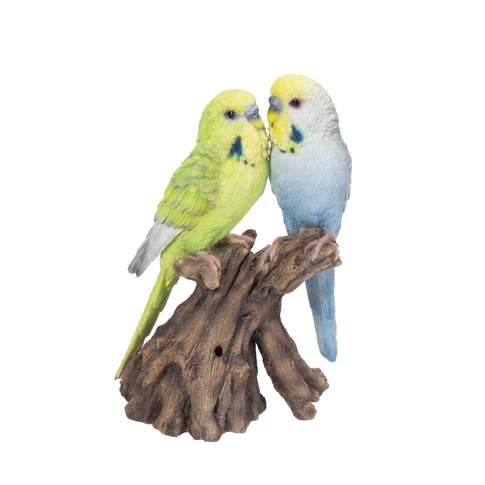 Motion Activated Singing Couple Budgerigar On Stump. Picture 2