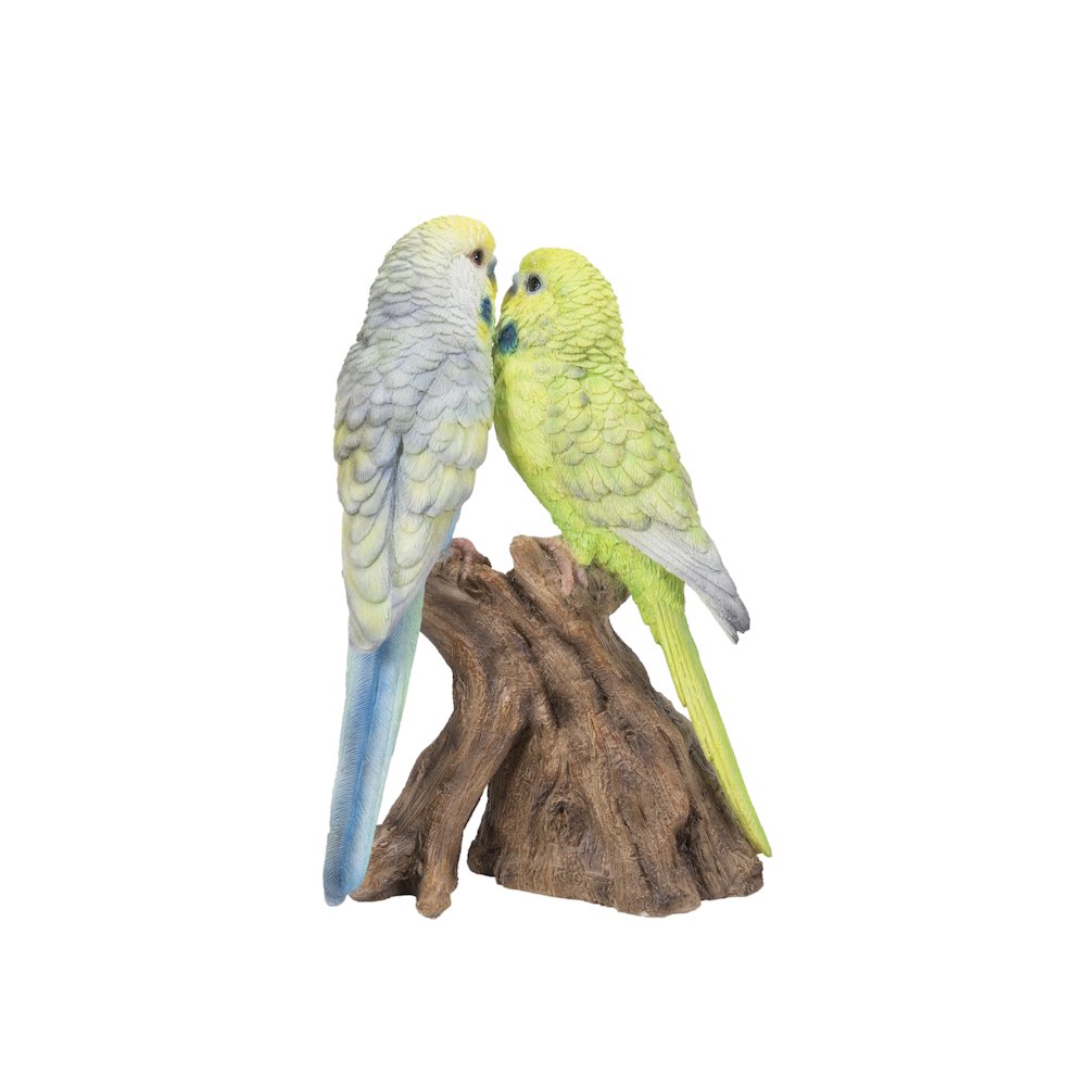 Motion Activated Singing Couple Budgerigar On Stump. Picture 5