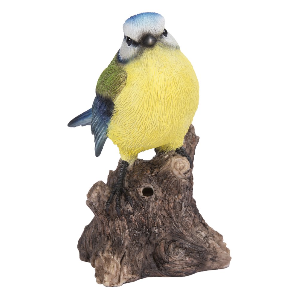 Motion Activated Singing Bird Blue Tit On Stump. Picture 2