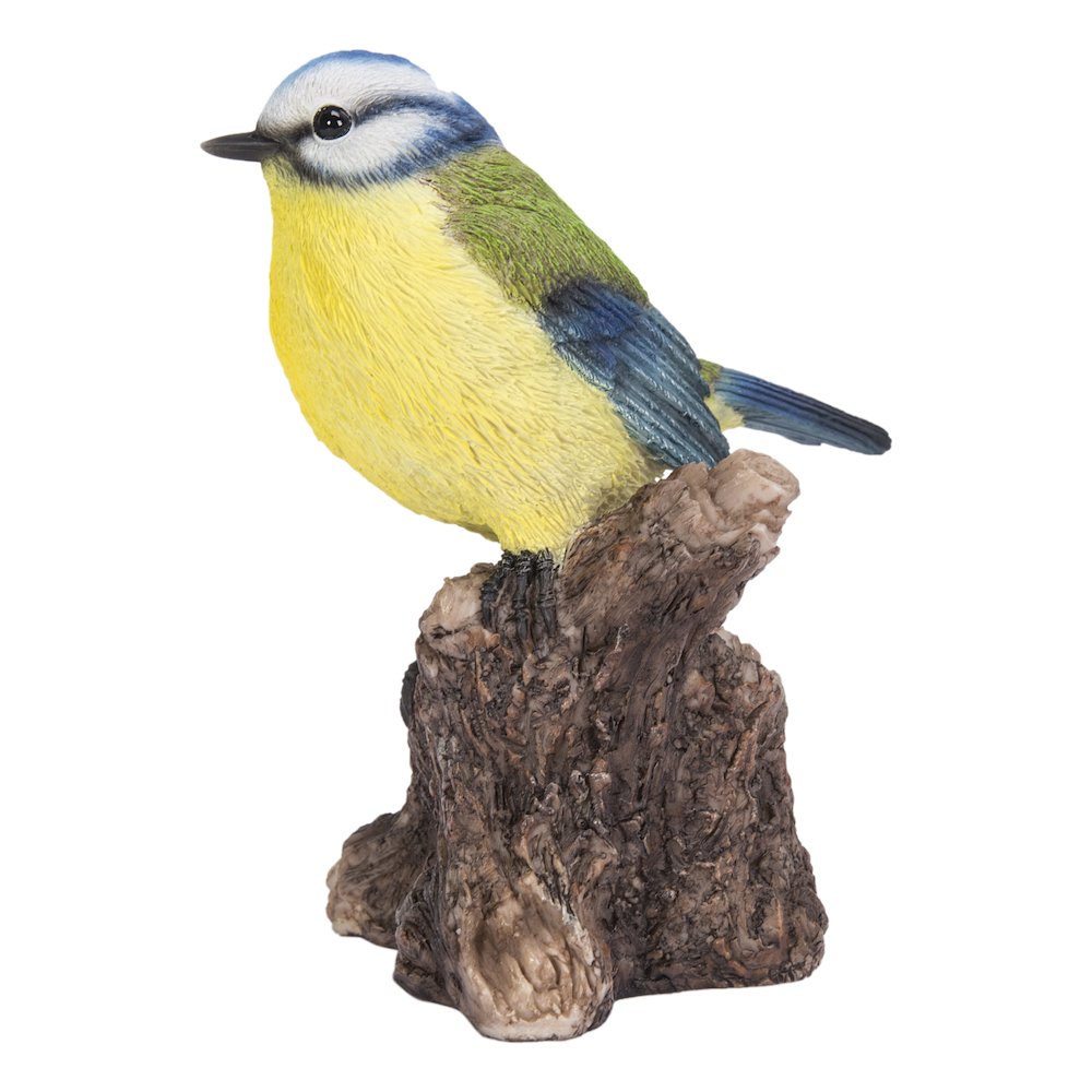 Motion Activated Singing Bird Blue Tit On Stump. Picture 1