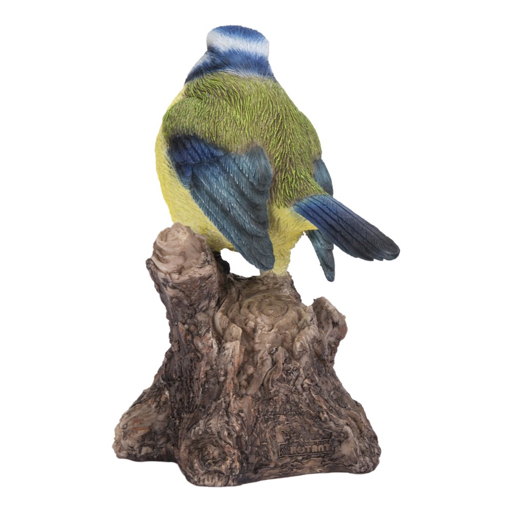 Motion Activated Singing Bird Blue Tit On Stump. Picture 4