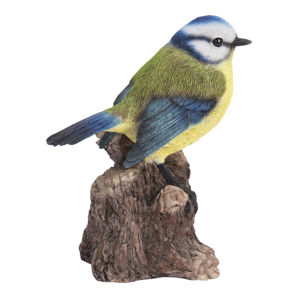 Motion Activated Singing Bird Blue Tit On Stump. Picture 3