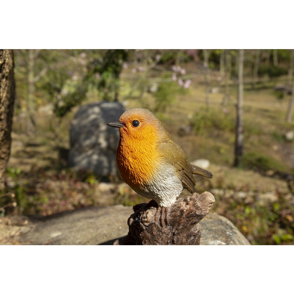 Motion Activated Singing Robin On Stump. Picture 6